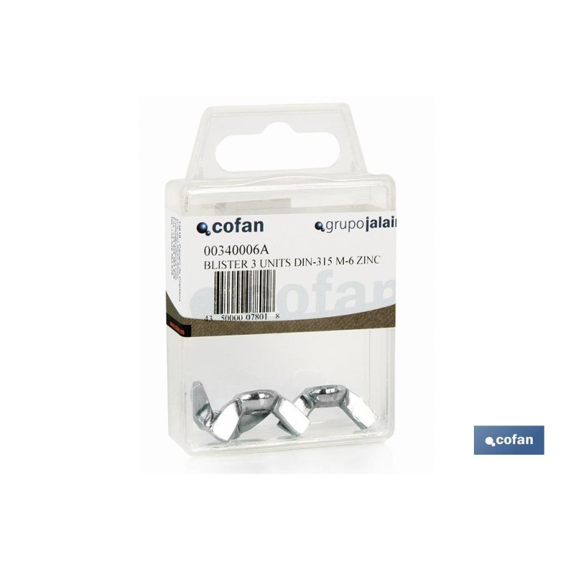 BLÍSTER DE 6 UDS. DIN-315 M-4 ZINC VENTA UNITARIA
