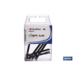 BLÍSTER DE 6 UDS. TORNILLO DE ENSAMBLAR NEGRO 5 X 50 VENTA UNITARIA